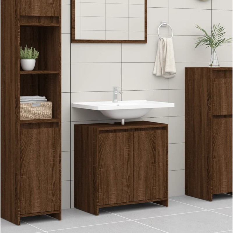 Armadietto Bagno Rovere Marrone 60x33x61cm Legno Ingegnerizzato Armadietto Bagno Rovere Marrone 60x33x61cm Legno Ingegnerizzato