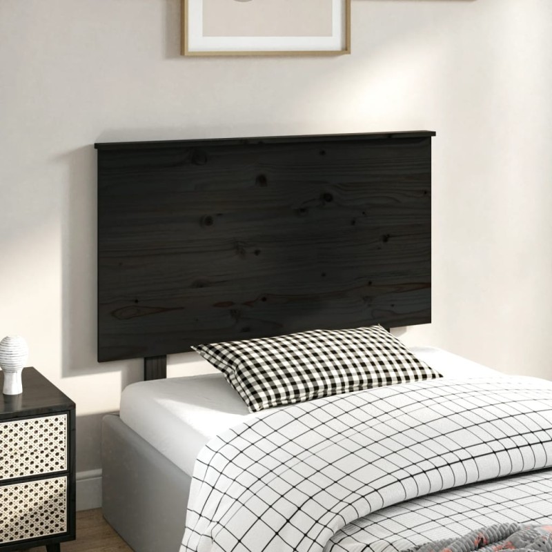 Testiera per Letto Nera 94x6x82,5 cm in Legno Massello di Pino Testiera per Letto Nera 94x6x82,5 cm in Legno Massello di Pino