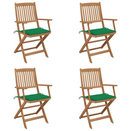 Sedie da Giardino Pieghevoli 4 pz con Cuscini Massello Acacia