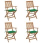 Sedie da Giardino Pieghevoli 4 pz con Cuscini Massello Acacia Sedie da Giardino Pieghevoli 4 pz con Cuscini Massello Acacia