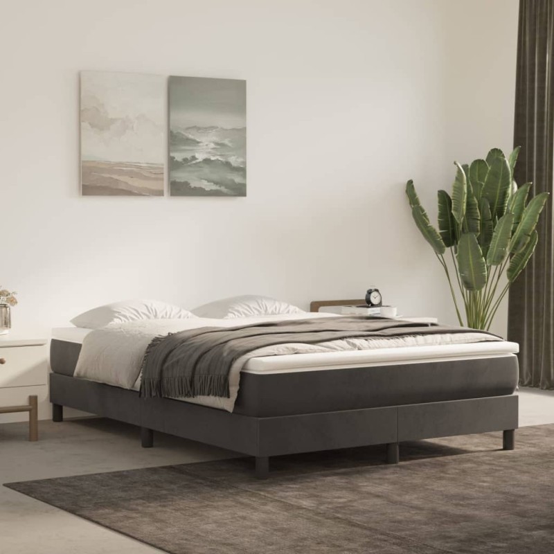vidaXL Giroletto senza Materasso Grigio Scuro 140x190 cm Velluto vidaXL Giroletto senza Materasso Grigio Scuro 140x190 cm Velluto