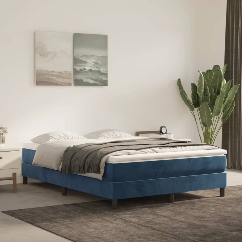 Giroletto a Molle Blu Scuro 140x200 cm in Velluto Giroletto a Molle Blu Scuro 140x200 cm in Velluto