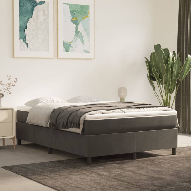vidaXL Giroletto senza Materasso Grigio Scuro 140x200 cm Velluto vidaXL Giroletto senza Materasso Grigio Scuro 140x200 cm Velluto