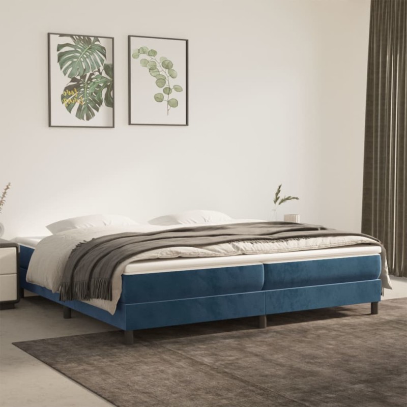 Giroletto a Molle Blu Scuro 200x200 cm in Velluto Giroletto a Molle Blu Scuro 200x200 cm in Velluto