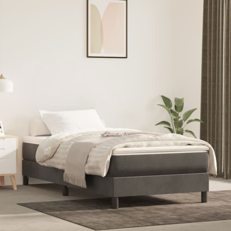 Giroletto a Molle Grigio Scuro 90x190 cm in Velluto Giroletto a Molle Grigio Scuro 90x190 cm in Velluto