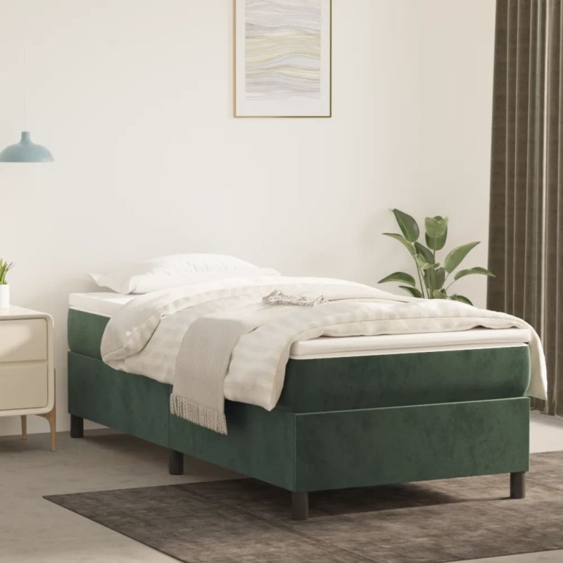 vidaXL Giroletto senza Materasso Verde Scuro 90x200 cm in Velluto vidaXL Giroletto senza Materasso Verde Scuro 90x200 cm in Velluto