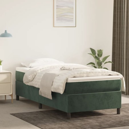 vidaXL Giroletto senza Materasso Verde Scuro 90x200 cm in Velluto