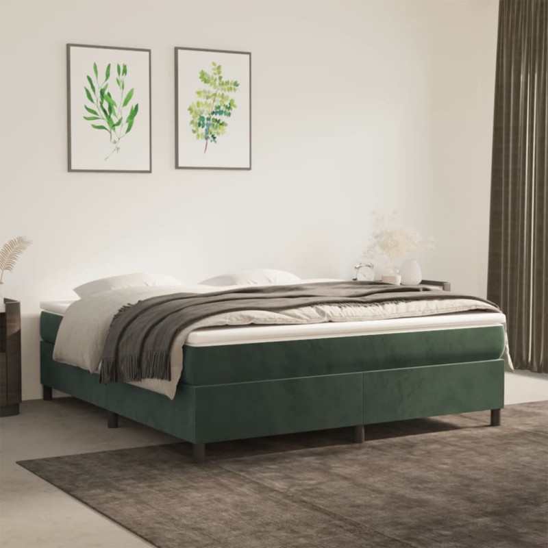 vidaXL Giroletto senza Materasso Verde Scuro 160x200 cm in Velluto