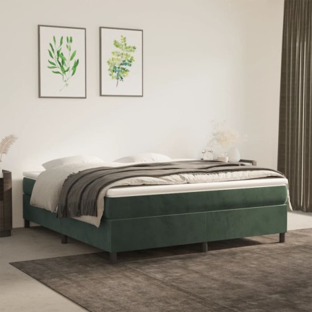vidaXL Giroletto senza Materasso Verde Scuro 160x200 cm in Velluto