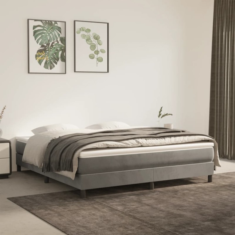 vidaXL Giroletto senza Materasso Grigio Chiaro 180x200 cm Velluto vidaXL Giroletto senza Materasso Grigio Chiaro 180x200 cm Velluto