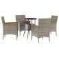 Set Bistrò da Giardino 5 pz con Cuscini in Polyrattan Grigio Set Bistrò da Giardino 5 pz con Cuscini in Polyrattan Grigio