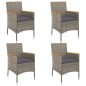 Set Bistrò da Giardino 5 pz con Cuscini in Polyrattan Grigio Set Bistrò da Giardino 5 pz con Cuscini in Polyrattan Grigio