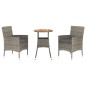 Set Bistrò da Giardino 3 pz con Cuscini in Polyrattan Grigio Set Bistrò da Giardino 3 pz con Cuscini in Polyrattan Grigio