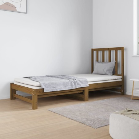 Dormeuse Estraibile Miele 2x(90x190) cm Legno Massello di Pino
