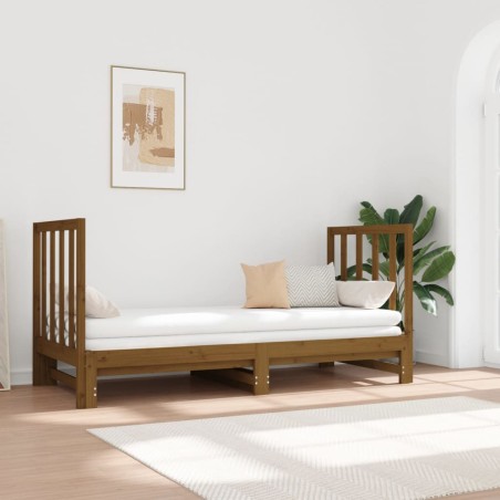 Dormeuse Estraibile Miele 2x(90x190) cm Legno Massello di Pino