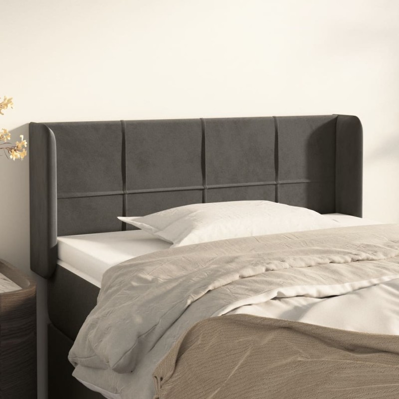 vidaXL Testiera ad Orecchio Grigio Scuro 93x16x78/88 cm in Velluto vidaXL Testiera ad Orecchio Grigio Scuro 93x16x78/88 cm in Velluto