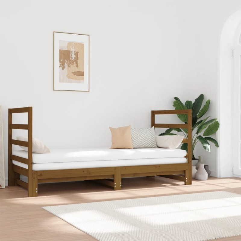 Dormeuse Estraibile Miele 2x(90x190) cm Legno Massello di Pino Dormeuse Estraibile Miele 2x(90x190) cm Legno Massello di Pino