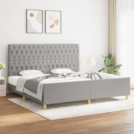 vidaXL Giroletto con Testiera Grigio Chiaro 200x200 cm in Tessuto