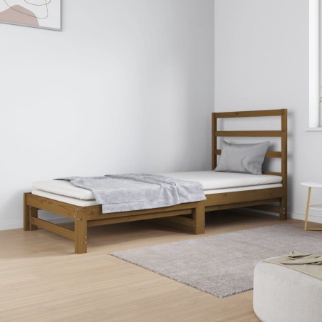 Dormeuse Estraibile Miele 2x(90x190) cm Legno Massello di Pino