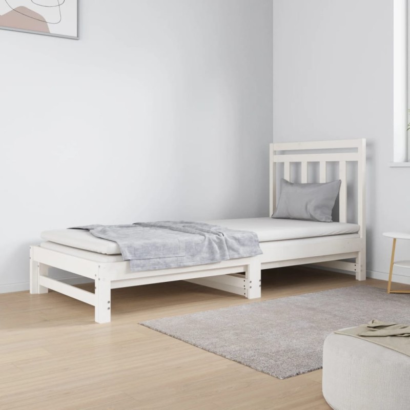 Dormeuse Estraibile Bianca 2x(90x190) cm Legno Massello di Pino Dormeuse Estraibile Bianca 2x(90x190) cm Legno Massello di Pino