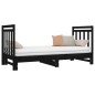 Dormeuse Estraibile Nera 2x(90x190) cm Legno Massello di Pino Dormeuse Estraibile Nera 2x(90x190) cm Legno Massello di Pino