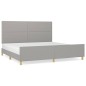 Giroletto con Testiera Grigio Chiaro 200x200 cm in Tessuto Giroletto con Testiera Grigio Chiaro 200x200 cm in Tessuto
