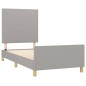 Giroletto con Testiera Grigio Chiaro 90x190 cm in Tessuto Giroletto con Testiera Grigio Chiaro 90x190 cm in Tessuto