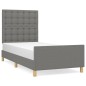 Giroletto con Testiera Grigio Scuro 90x190 cm in Tessuto Giroletto con Testiera Grigio Scuro 90x190 cm in Tessuto