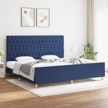 vidaXL Giroletto con Testiera Blu 200x200 cm in Tessuto