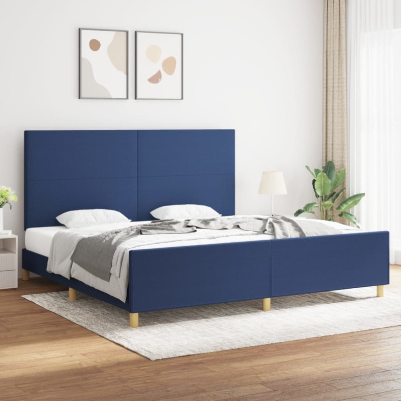 Giroletto con Testiera Blu 180x200 cm in Tessuto Giroletto con Testiera Blu 180x200 cm in Tessuto