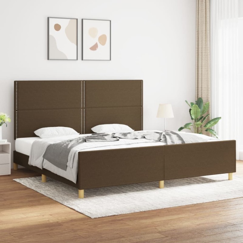 vidaXL Giroletto senza Materasso Marrone Scuro 200x200 cm in Tessuto vidaXL Giroletto senza Materasso Marrone Scuro 200x200 cm in Tessuto