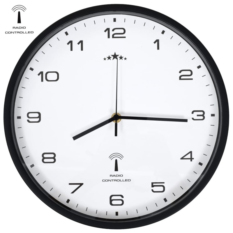 Orologio a Parete Radiocontrollato al Quarzo 31cm Bianco e Nero Orologio a Parete Radiocontrollato al Quarzo 31cm Bianco e Nero