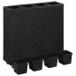 Letto Rialzato con 4 Vasi 80x22x79 cm in Polyrattan Nero Letto Rialzato con 4 Vasi 80x22x79 cm in Polyrattan Nero