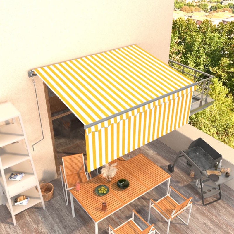 Tenda Sole Retrattile Automatica e Parasole 3x2,5mGialla Bianca Tenda Sole Retrattile Automatica e Parasole 3x2,5mGialla Bianca