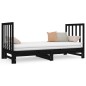 Dormeuse Estraibile Nera 2x(90x190) cm Legno Massello di Pino Dormeuse Estraibile Nera 2x(90x190) cm Legno Massello di Pino