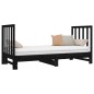 Dormeuse Estraibile Nera 2x(90x190) cm Legno Massello di Pino Dormeuse Estraibile Nera 2x(90x190) cm Legno Massello di Pino