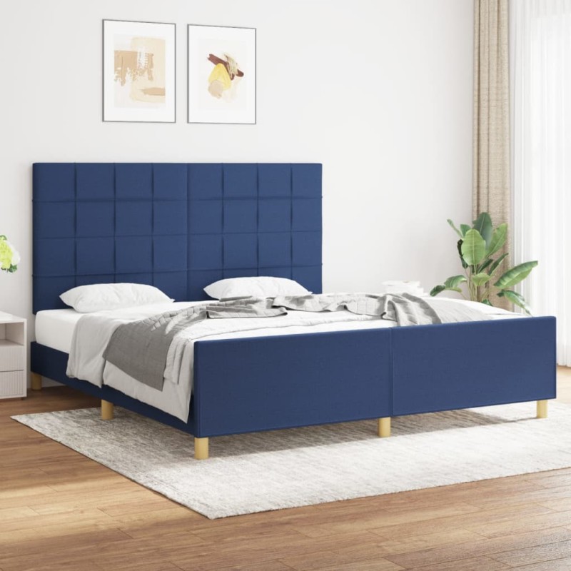 Giroletto con Testiera Blu 180x200 cm in Tessuto Giroletto con Testiera Blu 180x200 cm in Tessuto