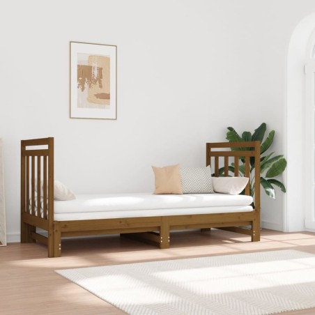 Dormeuse Estraibile Miele 2x(90x190) cm Legno Massello di Pino