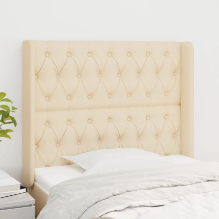 Testiera ad Orecchio Crema 103x16x118/128 cm in Tessuto