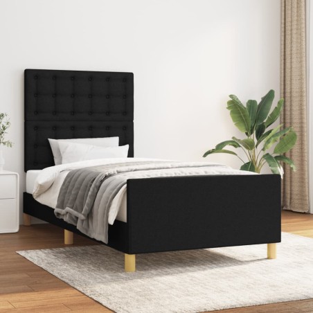 vidaXL Giroletto con Testiera Nero 90x200 cm in Tessuto
