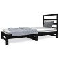 Dormeuse Estraibile Nera 2x(90x190) cm Legno Massello di Pino Dormeuse Estraibile Nera 2x(90x190) cm Legno Massello di Pino