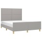 Giroletto con Testiera Grigio Chiaro 140x200 cm in Tessuto Giroletto con Testiera Grigio Chiaro 140x200 cm in Tessuto