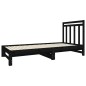 Dormeuse Estraibile Nera 2x(90x190) cm Legno Massello di Pino