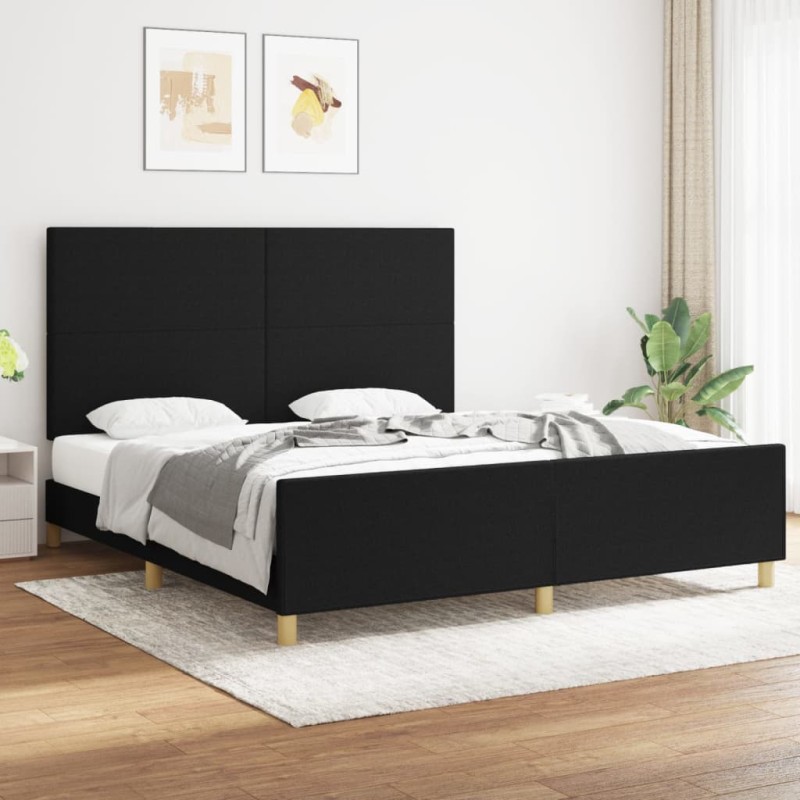 Giroletto con Testiera Nero 180x200 cm in Tessuto Giroletto con Testiera Nero 180x200 cm in Tessuto