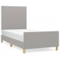 Giroletto con Testiera Grigio Chiaro 80x200 cm in Tessuto Giroletto con Testiera Grigio Chiaro 80x200 cm in Tessuto