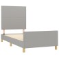 Giroletto con Testiera Grigio Chiaro 80x200 cm in Tessuto Giroletto con Testiera Grigio Chiaro 80x200 cm in Tessuto
