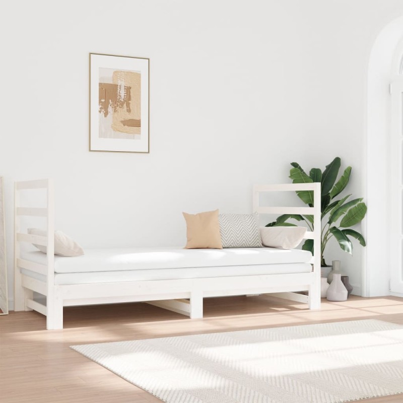 Dormeuse Estraibile Bianca 2x(90x190) cm Legno Massello di Pino Dormeuse Estraibile Bianca 2x(90x190) cm Legno Massello di Pino