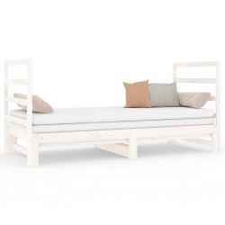 Dormeuse Estraibile Bianca 2x(90x190) cm Legno Massello di Pino