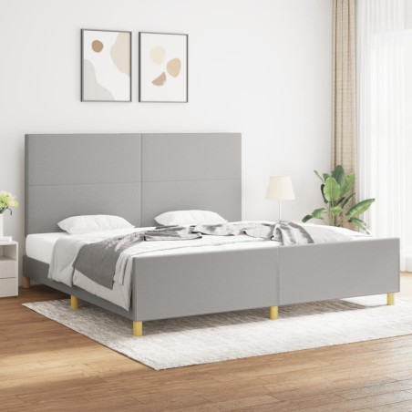Giroletto con Testiera Grigio Chiaro 200x200 cm in Tessuto