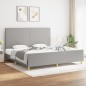Giroletto con Testiera Grigio Chiaro 200x200 cm in Tessuto Giroletto con Testiera Grigio Chiaro 200x200 cm in Tessuto